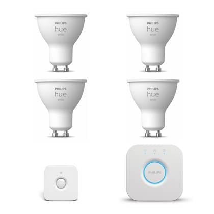 Philips Hue Starterspakket - White - GU10 - 4 Lampen - Bridge