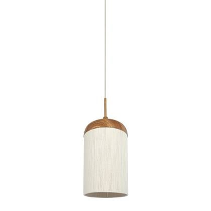 Light&living Hanglamp Ø27,5x52 cm DANIA hout print naturel+touw crème Wit