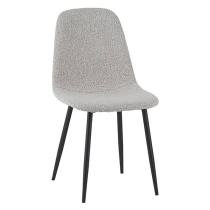 by fonQ basic Sweep Eetkamerstoel Bouclé - Set van 4 - Naturel Melange Taupe, Grijs