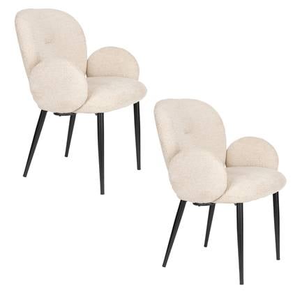 Housecraft Living Alaz Eetkamerstoelen Off-white - Set van 2 Wit
