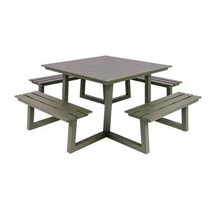 MaximaVida vierkante aluminium picknicktafel Dex 215 cm olijfgroen - lage instap