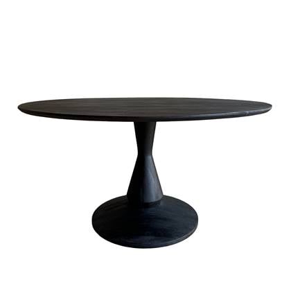 Old Inn - Eetkamertafel Mango rond 130cm met houten poot Zwart