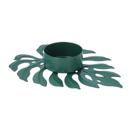 QUVIO Waxinelichthouder blad - 12,5 x 10 x 2 cm - Metaal - Groen