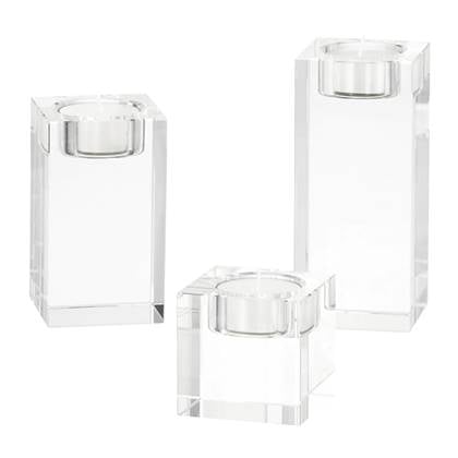 QUVIO Waxinelichthouder - Set van 3 - Glas Transparant