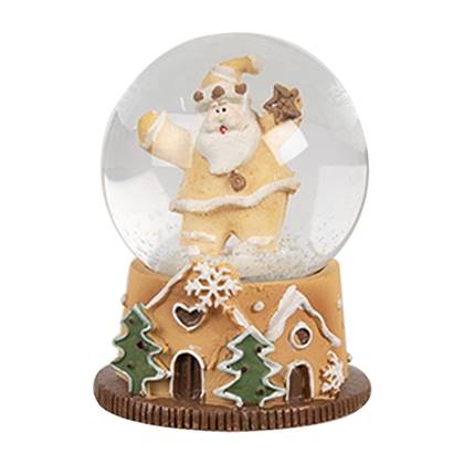 Clayre & Eef Sneeuwbol Ø 5x6 cm Bruin Glas