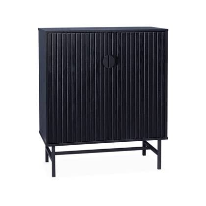 sweeek - Dressoir met houteffect, e groef, twee deuren, 1 plank Zwart