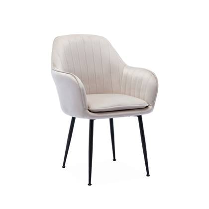 Off-white fluwelen fauteuil met metalen poten l Alice's Garden