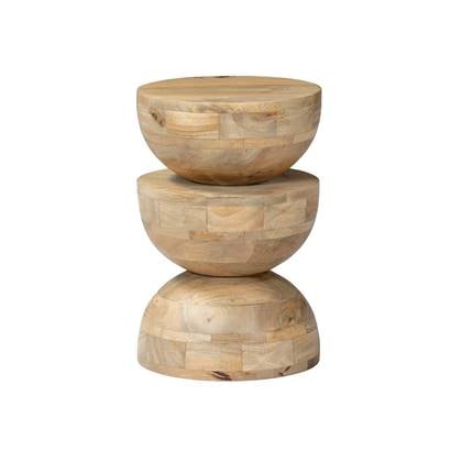 sweeek - Mangohouten bijzettafel, nachtkastje, ø30xh45cm