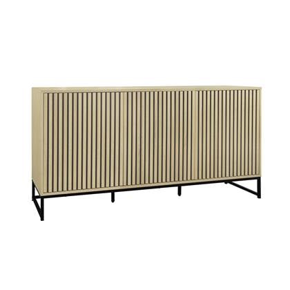 Sweeek  Eigentijds 3-deurs dressoir met gegroefd houteffect L 160