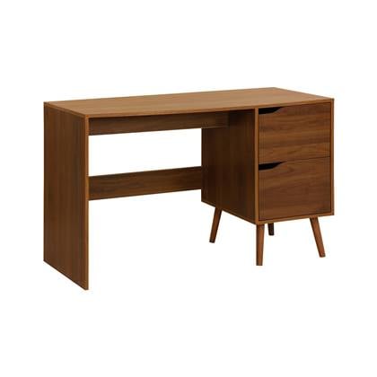 sweeek - Vintage bureau met 2 lades in walnootkleurig hout