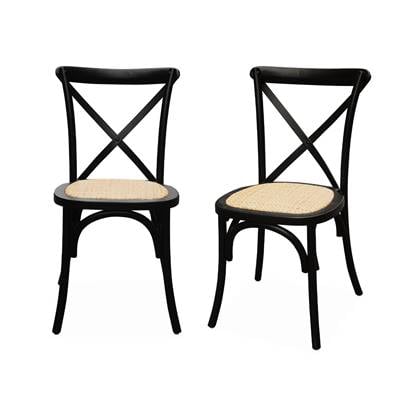 sweeek - Set van 2 houten bistrostoelen, belleville, l 48,5 x p 53,5 x h 88,5cm