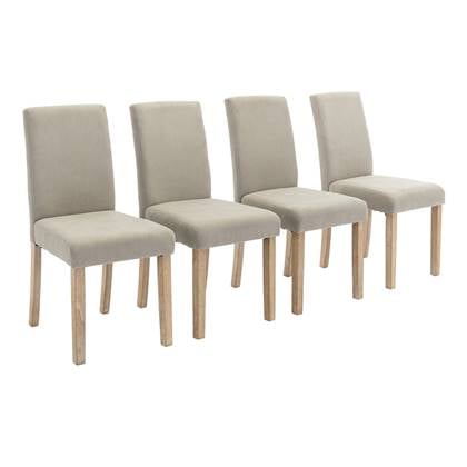 sweeek - Corduroy stoelen met houten poten, set van 4 Grijs
