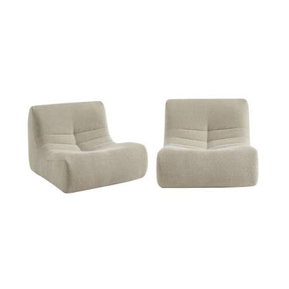sweeek - Modulaire stoel één zitplaats textuur bouclé (set van 2) Beige