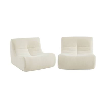 sweeek - Set van 2 1-zits hedendaagse bouclé fauteuils