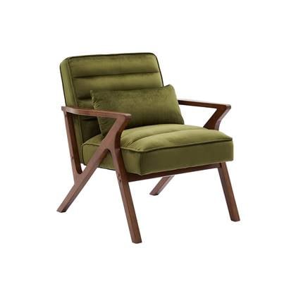 sweeek - Scandinavische fauteuil in heveahout en velours Bruin
