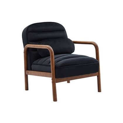 sweeek - Scandinavische fauteuil in met walnoot gebeitst heveahout en fluwelen stof