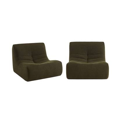 sweeek - Modulaire stoel één zitplaats textuur bouclé (set van 2) Groen