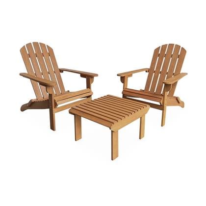 Sweeek  Set van 2 eucalyptus houten tuinstoelen met tafel,