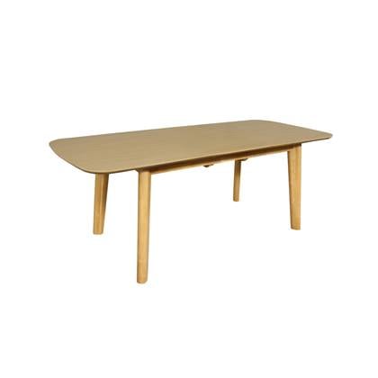 sweeek - Uitschuifbare rechthoekige eettafel 160 - 210cm, eiken en metaalfineer, b 160/210 x d 90 x h 76cm