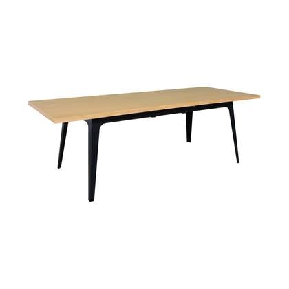 sweeek - Uitschuifbare rechthoekige eettafel 180-230cm, eiken en metaalfineer, b 180/230 x d 90 x h 75cm