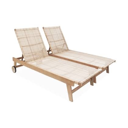 sweeek - Set van 2 relaxfauteuils van hout en hars met verstelbare rugleuning