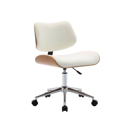 Sweeek  Bureaustoel met wielen, gebogen hout en kunstleren afwerking