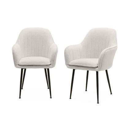 Sweeek  Bouclé fauteuil met metalen poten (set van 2)