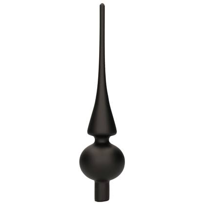 Decoris Kerst piek - zwart - 26 cm - glas - mat - kerstboompiek