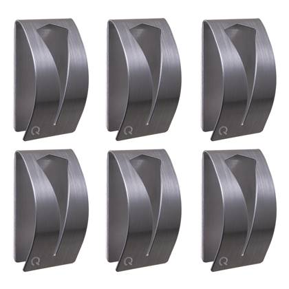 QUVIO Handdoekenhouder zelfklevend RVS - set van 6 Grijs