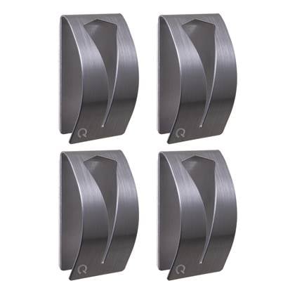 QUVIO Handdoekenhouder zelfklevend RVS - set van 4 Grijs