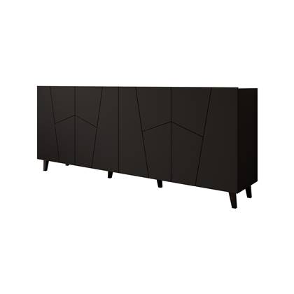 Meubella - Dressoir Ezer - Mat zwart - 200 cm