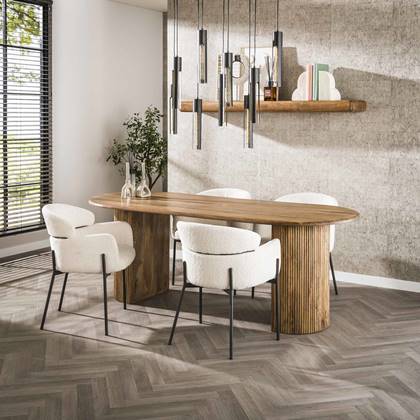 Giga Meubel - Eetkamertafel Wave Mango Naturel 215cm Bruin