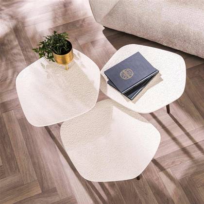 Giga Meubel - Salontafel Organisch - Composiet - Set Van 3 - 42x47x40cm Wit
