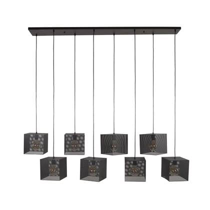 Hanglamp Zwart Metaal - 8-Lichts - 160x30x150cm - Giga Living