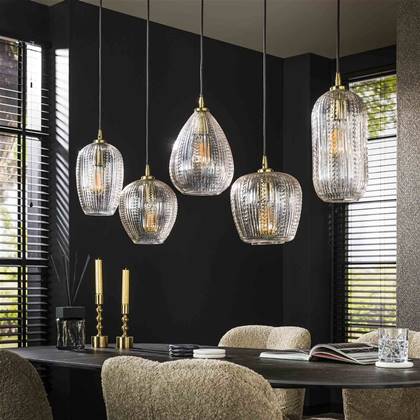 Giga Meubel - Hanglamp Diamond Grain Mix 5-Lichts Glas Transparant