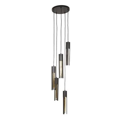 Hanglamp Zwart Metaal - 5-Lichts - 30x30x180cm - Giga Living