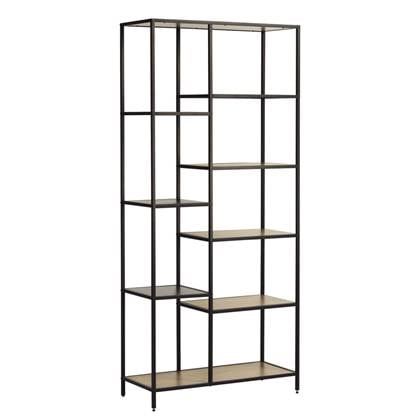 Giga Living - Open Kast Altino Wild Eiken Melamine 180cm Zwart