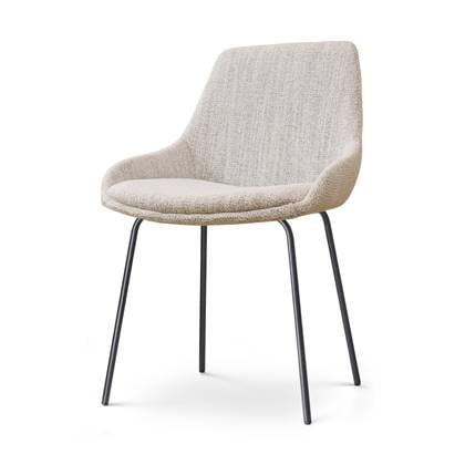 Nolon Nora-Isa Eetkamerstoel Beige Gemêleerd - Stof - Zwart Onderstel - Design - Scandinavisch - Comfortabel