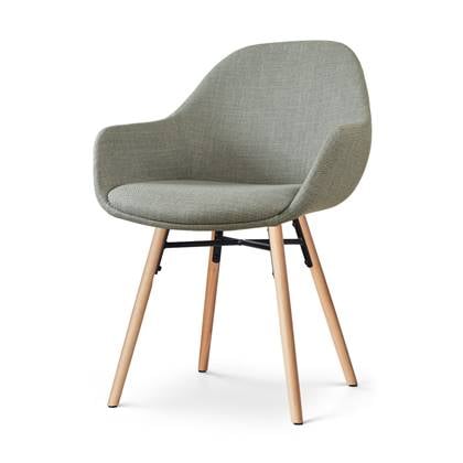 Nolon Nena-Mae Eetkamerstoel Groen - met Armleuningen - Stof - Houten Poten - Design - Scandinavisch - Comfortabel