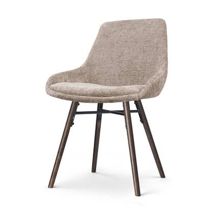 Nolon Nena-Isa Eetkamerstoel Bruin - Stof - Zonder Armleuning - Houten Poten - Walnoot - Scandinavisch - Comfortabel