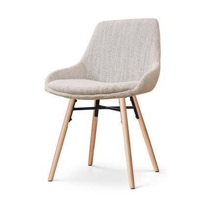 Nolon Nena-Isa Eetkamerstoel Beige Gemêleerd - Stof - Zonder Armleuning - Houten Poten - Scandinavisch - Comfortabel