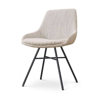 Nolon Noa-Isa Eetkamerstoel Beige Gemêleerd - Stof - Zwart Onderstel - Design - Scandinavisch - Comfortabel