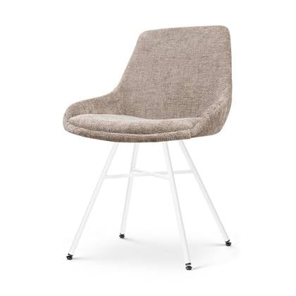 Nolon Noa-Isa Eetkamerstoel Bruin - Stof - Wit Onderstel - Design - Scandinavisch - Comfortabel