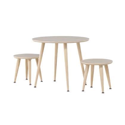 Nest living Runar Kindertafel met 2 Stoeltjes - Speeltafel voor Kinderen - Set van 3 - Kindermeubels van Hout - Whitewash kleur