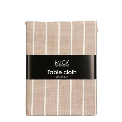 Mica Decorations Alivo Tafelkleed - L250 x B140 cm - Organisch Katoen - Beige, Wit