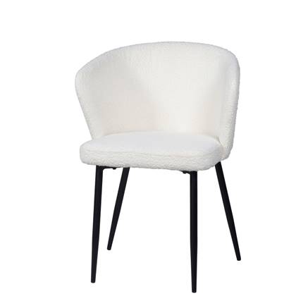 Giga Meubel - Eetkamerstoel Bouclé - Wit - Stoel Juliette - Set van 2