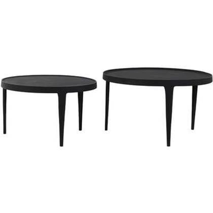 Light&living Salontafel S|2 Ø64x39+Ø75x44 cm TOBIAS zwart Oranje