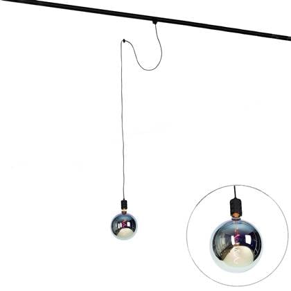 QAZQA Hanglamp met rail ophanging zwart incl. LED G200 - Cavalux Multicolor