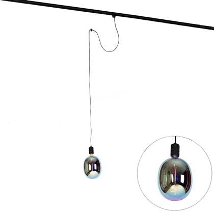 QAZQA Hanglamp met rail ophanging zwart incl. LED G170 - Cavalux Multicolor