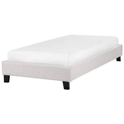Beliani-ROANNE-Eenpersoonsbed-Licht-90 x 200 cm-Polyester Grijs